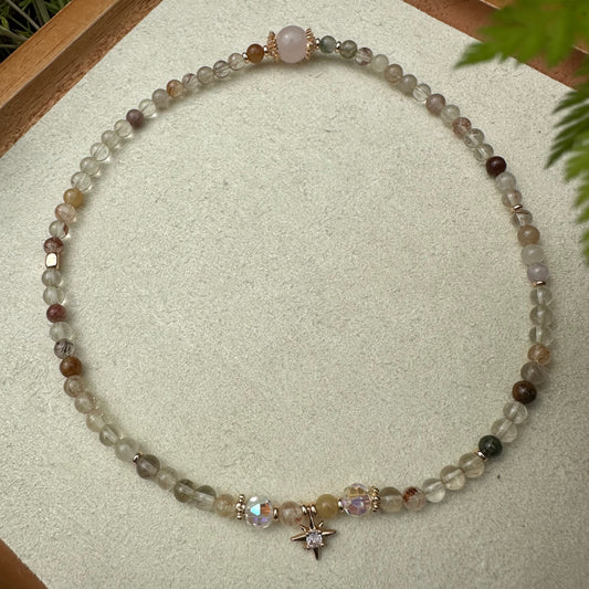 Starburst Rabbit Hair Quartz Double Layer Bracelet