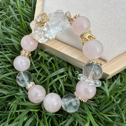 Natural Pink Morganite Bear Bracelet