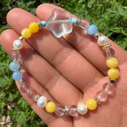 Crystal Star & Freshwater Pearl Bracelet