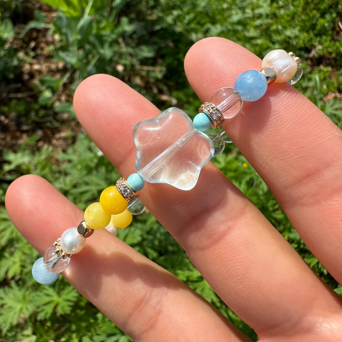 Crystal Star & Freshwater Pearl Bracelet
