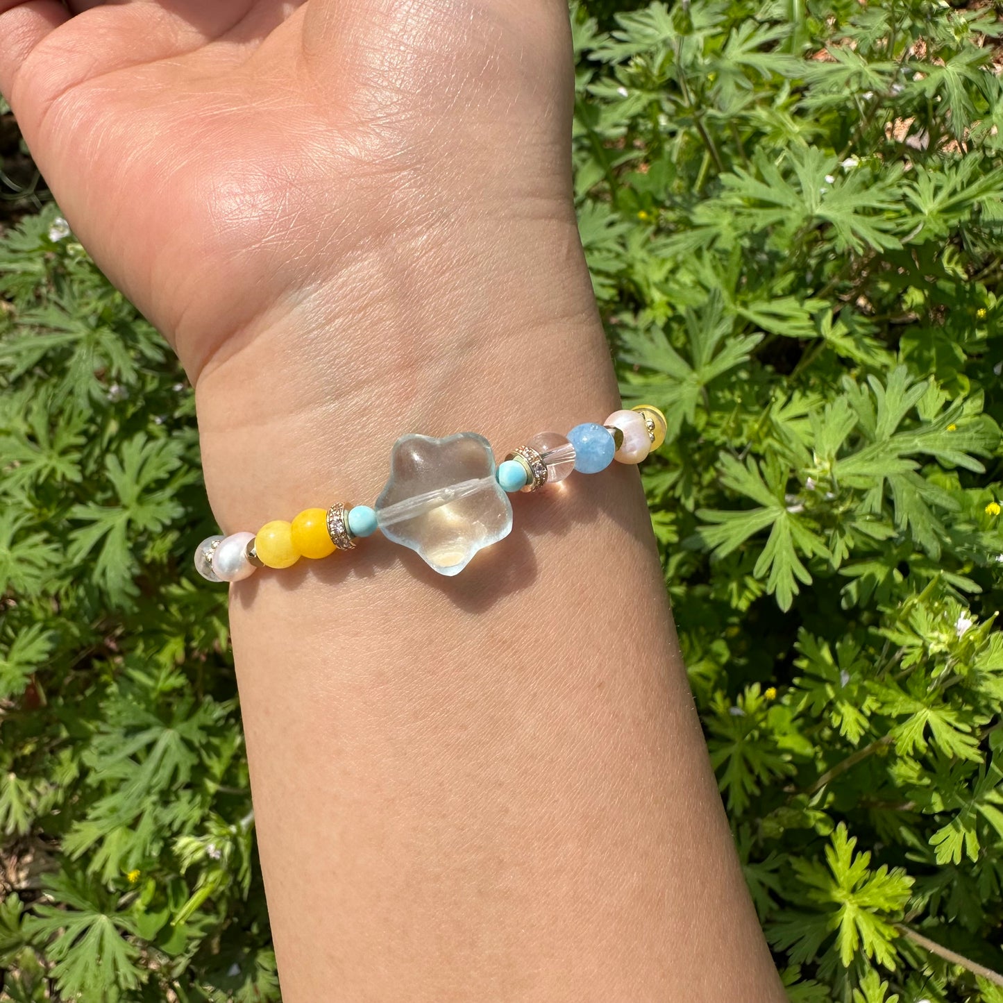 Crystal Star & Freshwater Pearl Bracelet