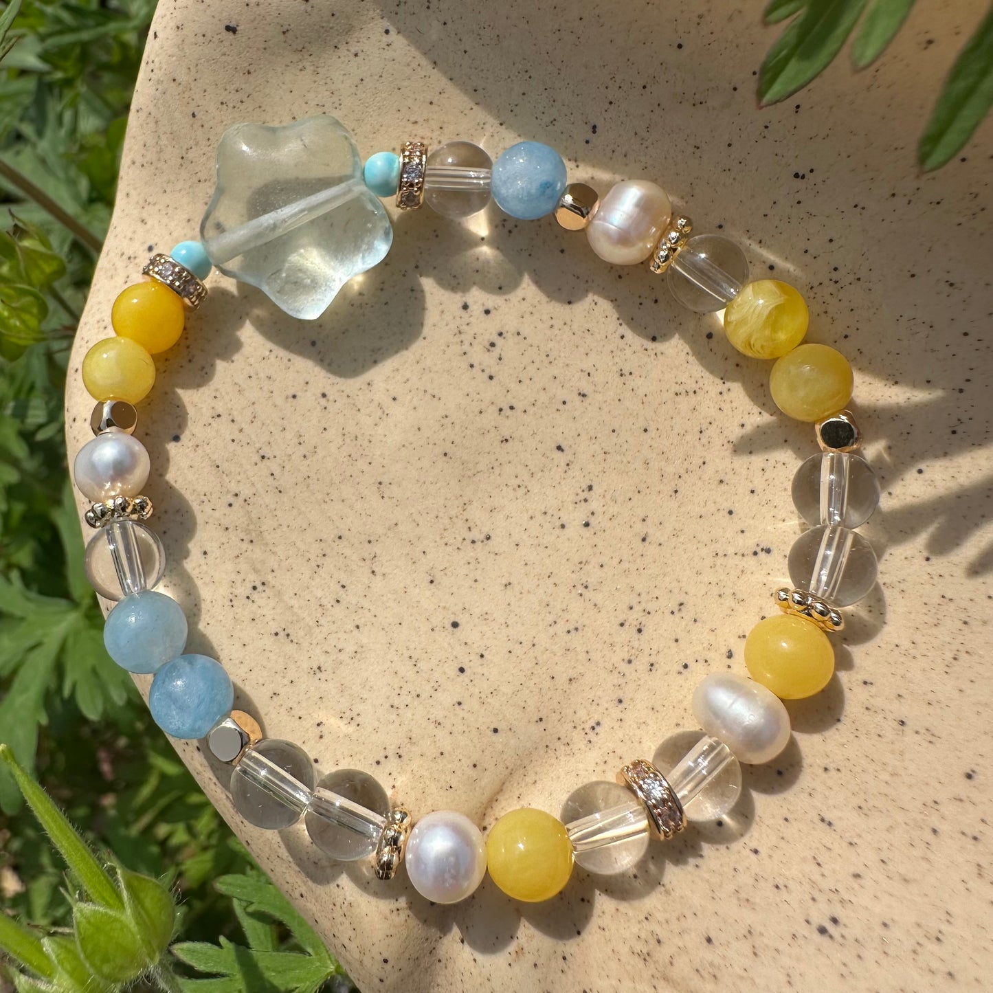 Crystal Star & Freshwater Pearl Bracelet