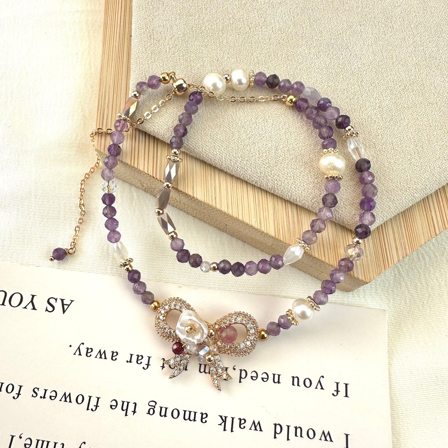Baroque Pearl & Amethyst Double Layer Bracelet