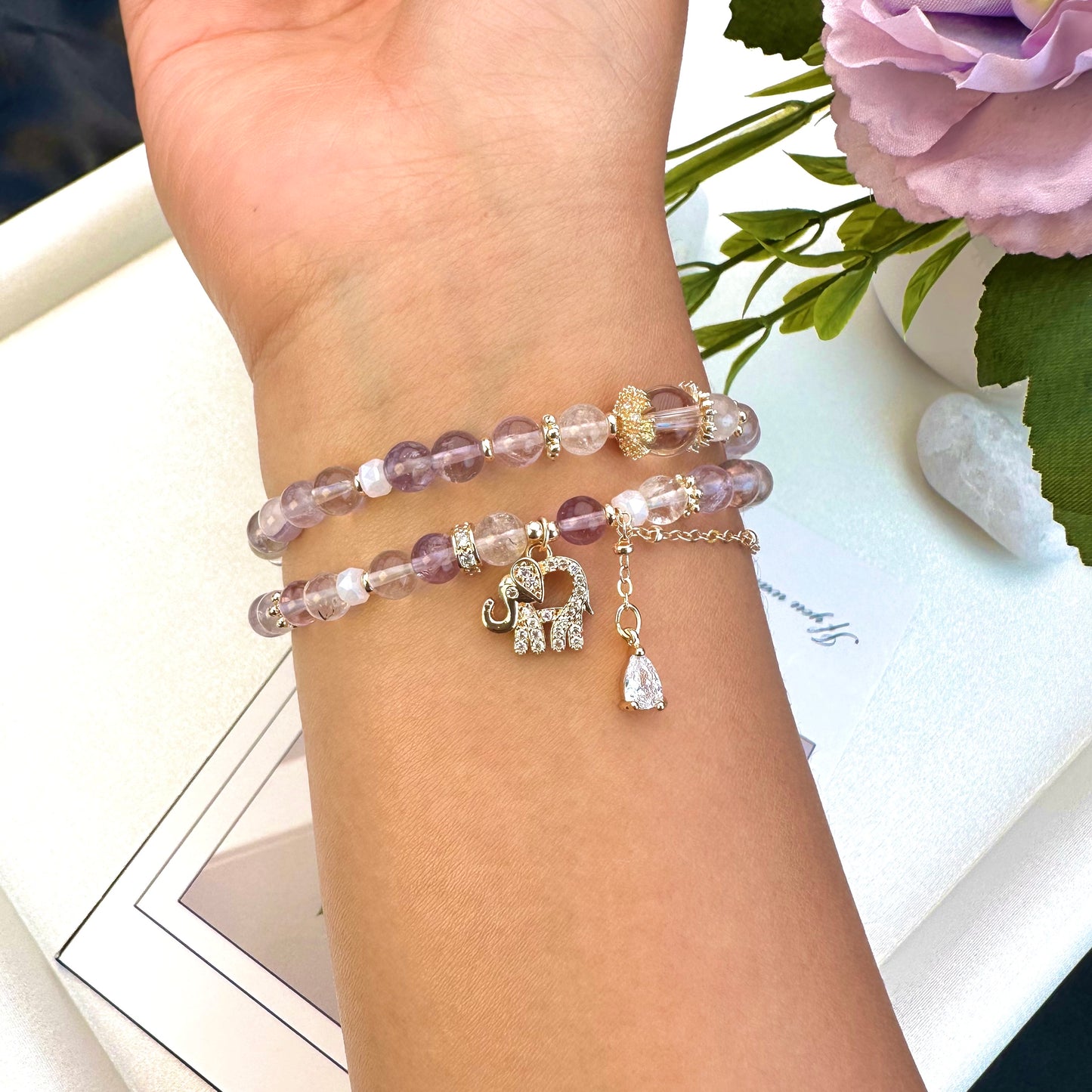 Delicate Amethyst Double Wrap Bracelet