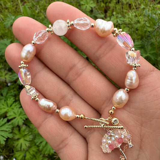 Freshwater Pearl Pink Umbrella Bracelet