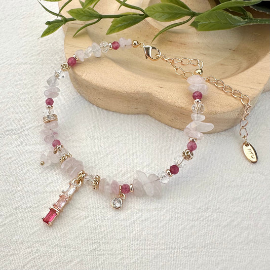 Delicate Pink Crystal Chip Bracelet
