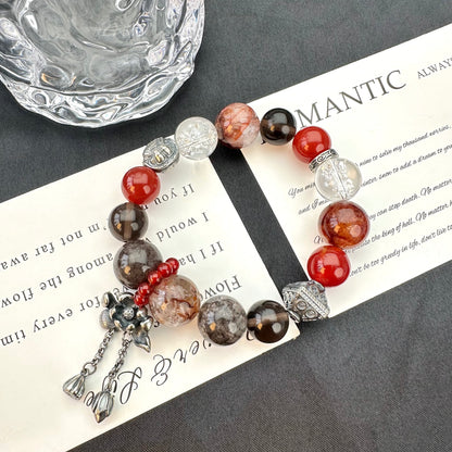 Red Agate & Smoky Quartz Bracelet
