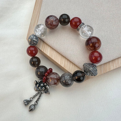 Red Agate & Smoky Quartz Bracelet