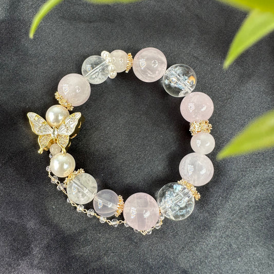 Himalayan Rose Quartz Butterfly Bracelet