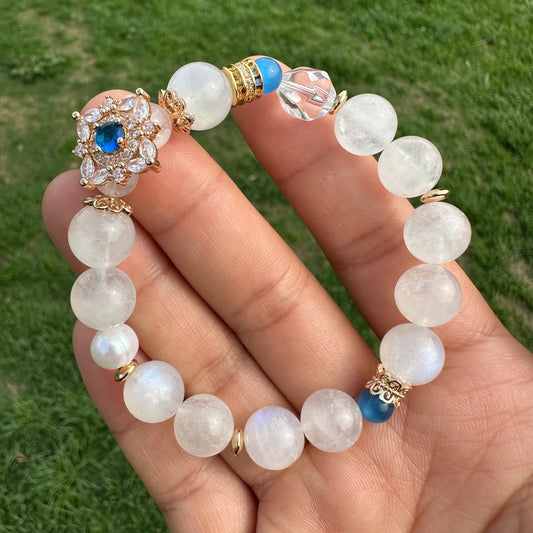 Delicate Natural Pearl & White Moonstone Bracelet