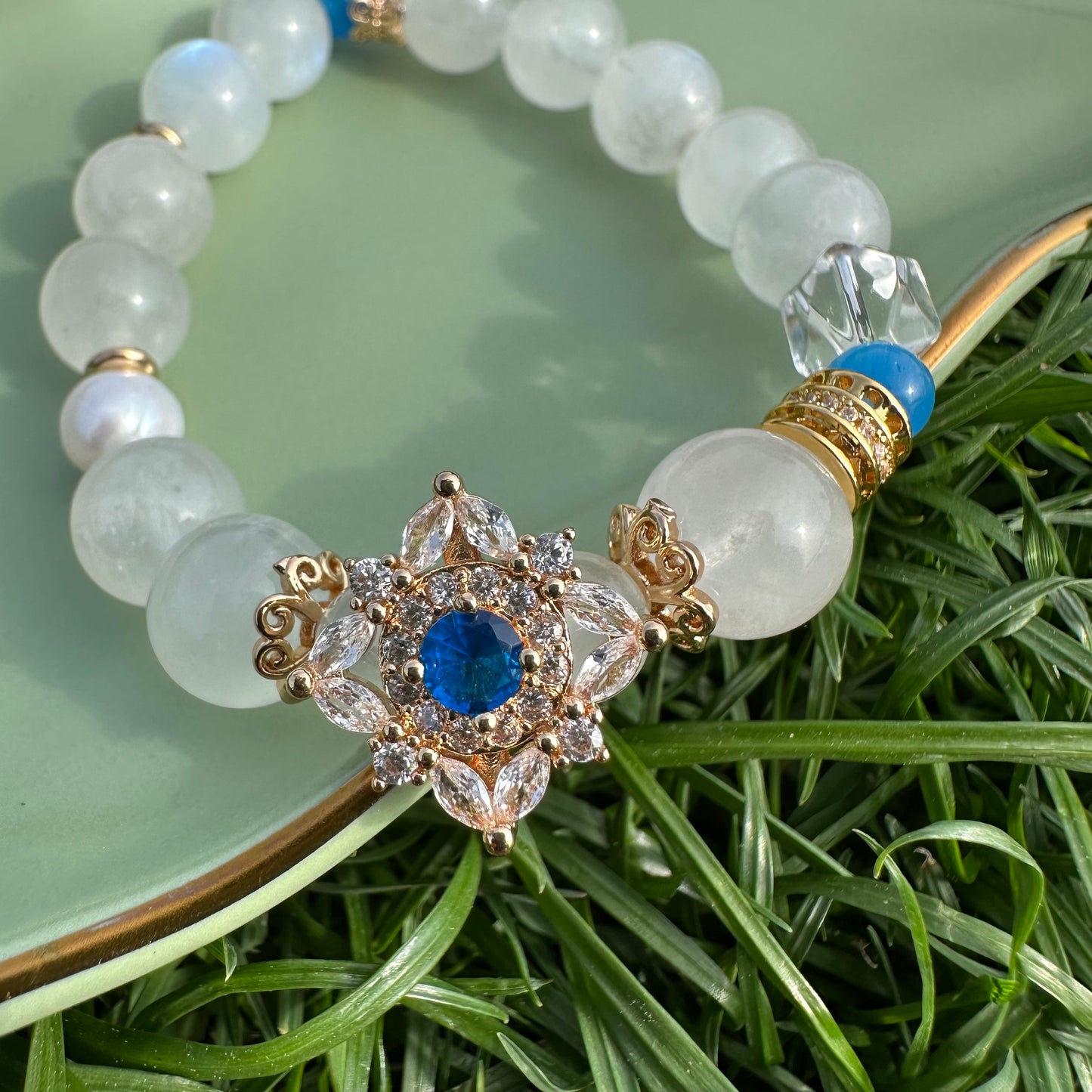 Delicate Natural Pearl & White Moonstone Bracelet