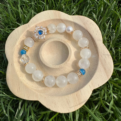 Delicate Natural Pearl & White Moonstone Bracelet