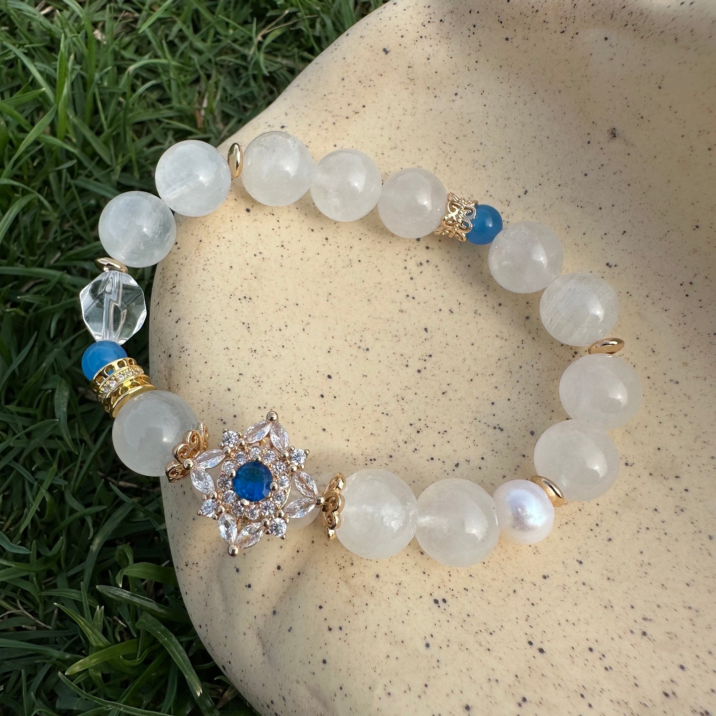 Delicate Natural Pearl & White Moonstone Bracelet