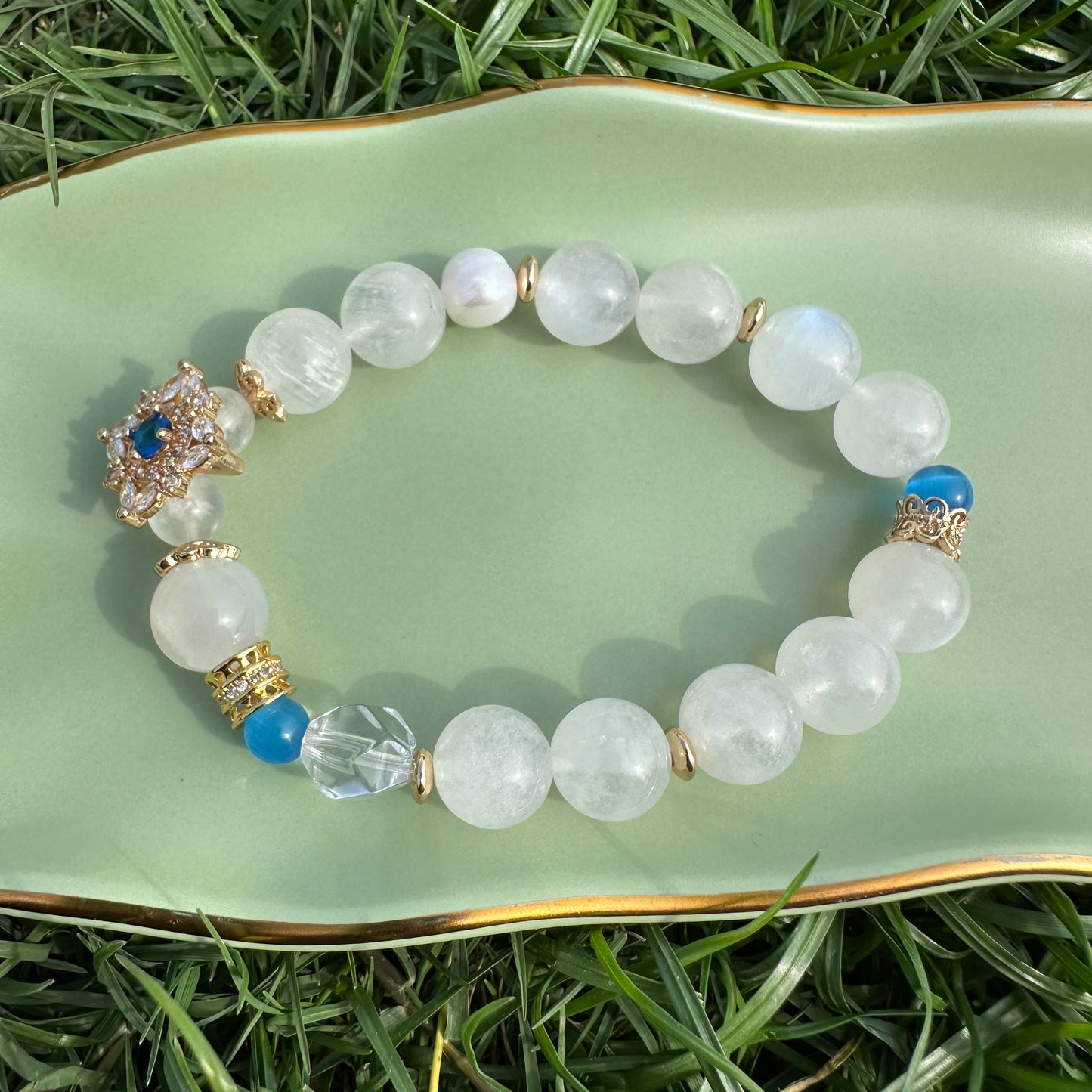 Delicate Natural Pearl & White Moonstone Bracelet