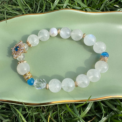 Delicate Natural Pearl & White Moonstone Bracelet