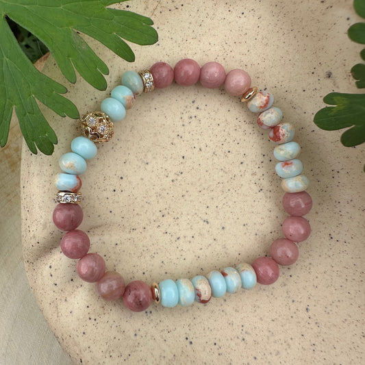 Minimalist Red Wood Grain Shoushan Stone Bracelet