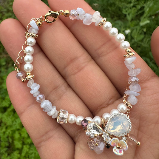 Light Purple Opalite Butterfly Bracelet