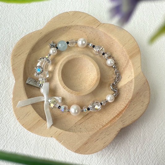 Delicate Transparent Blue Bear Bracelet