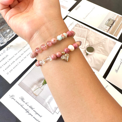 Wood Grain Heart Double Wrap Bracelet