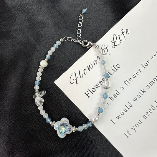 Natural Pearl & Clover Shell Bracelet