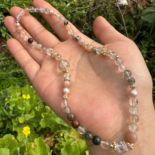 Natural Pearl & Green Phantom Double-Band Bracelet