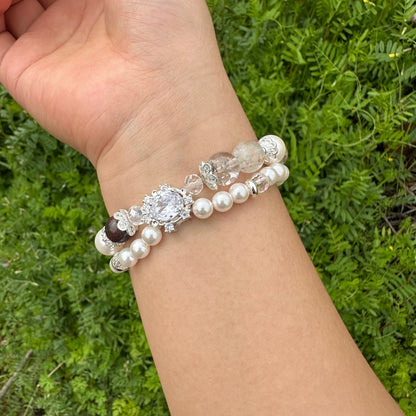 Pearl & Green Phantom Quartz Bracelet