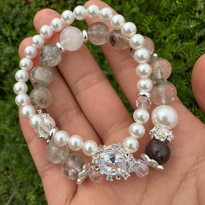 Pearl & Green Phantom Quartz Bracelet