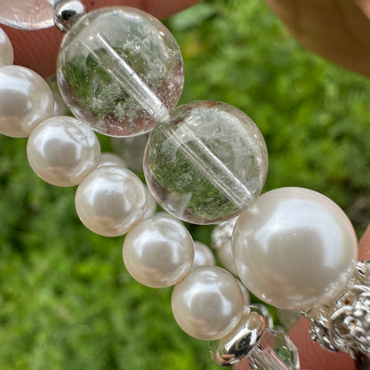 Pearl & Green Phantom Quartz Bracelet