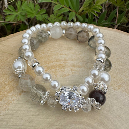 Pearl & Green Phantom Quartz Bracelet