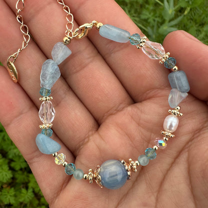 Blue Chip Stone & Pearl Bracelet