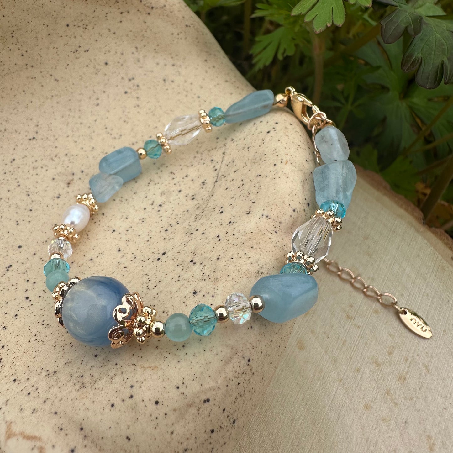 Blue Chip Stone & Pearl Bracelet
