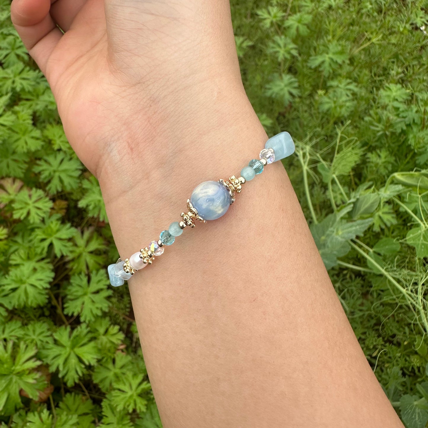 Blue Chip Stone & Pearl Bracelet