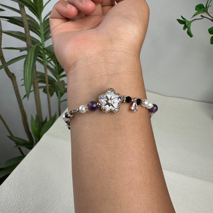 Delicate Shell Flower Amethyst Bracelet