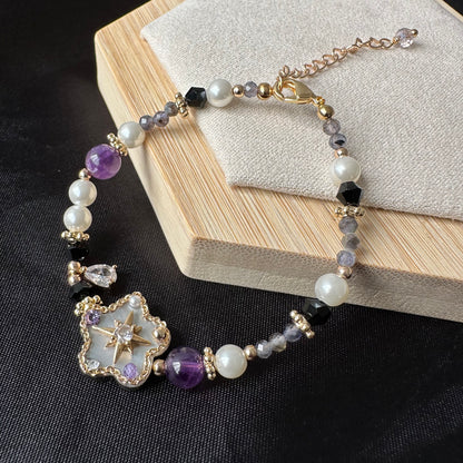 Delicate Shell Flower Amethyst Bracelet