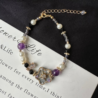 Delicate Shell Flower Amethyst Bracelet