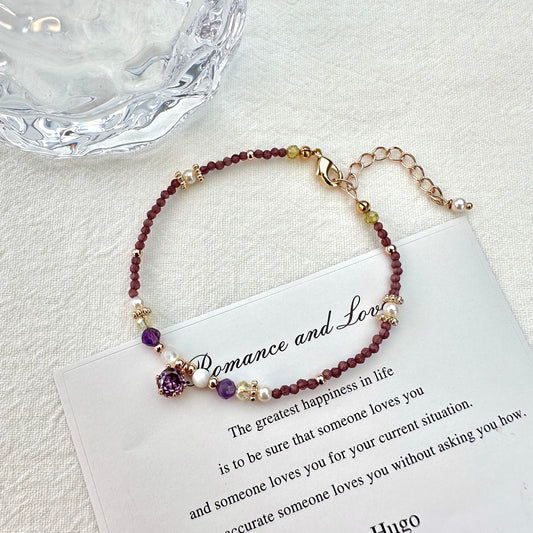 Delicate Purple Shell Bead Bracelet
