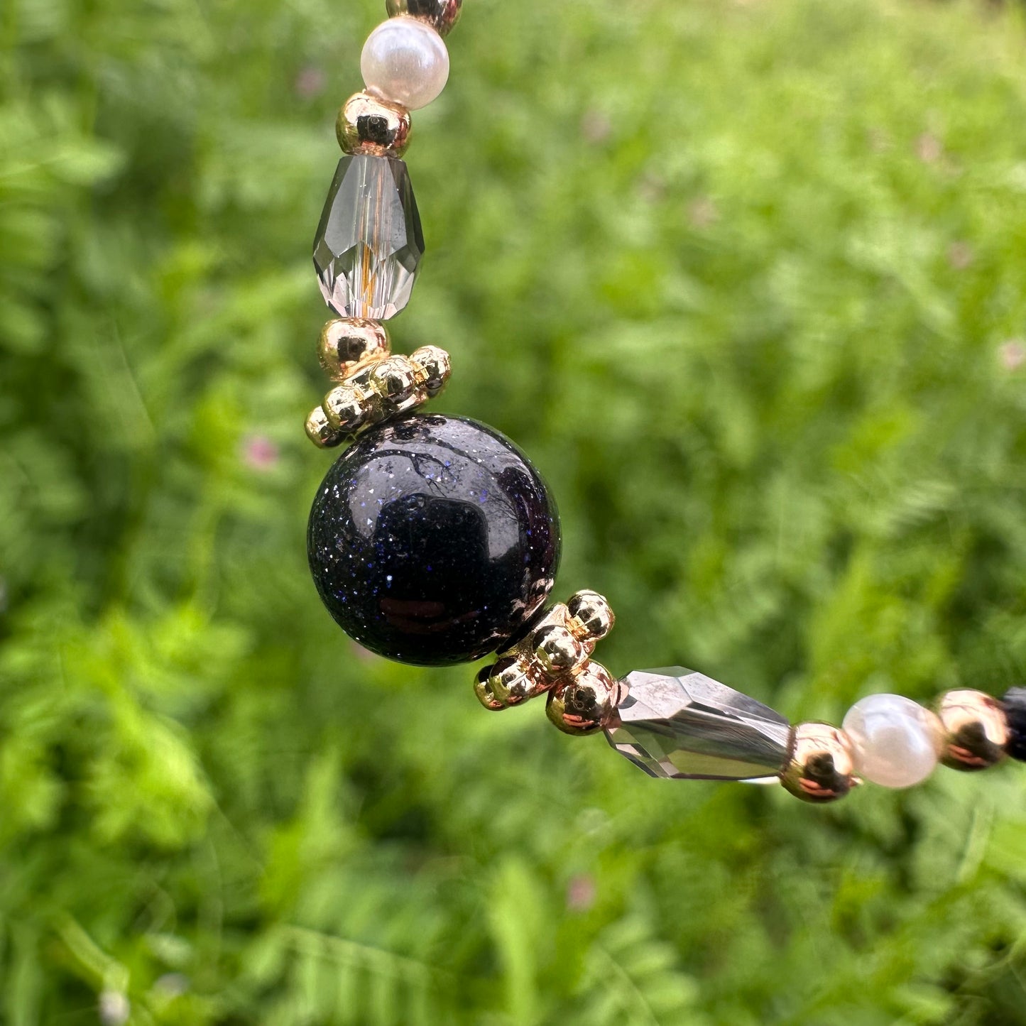Blue Goldstone & Grey Moonstone Bracelet