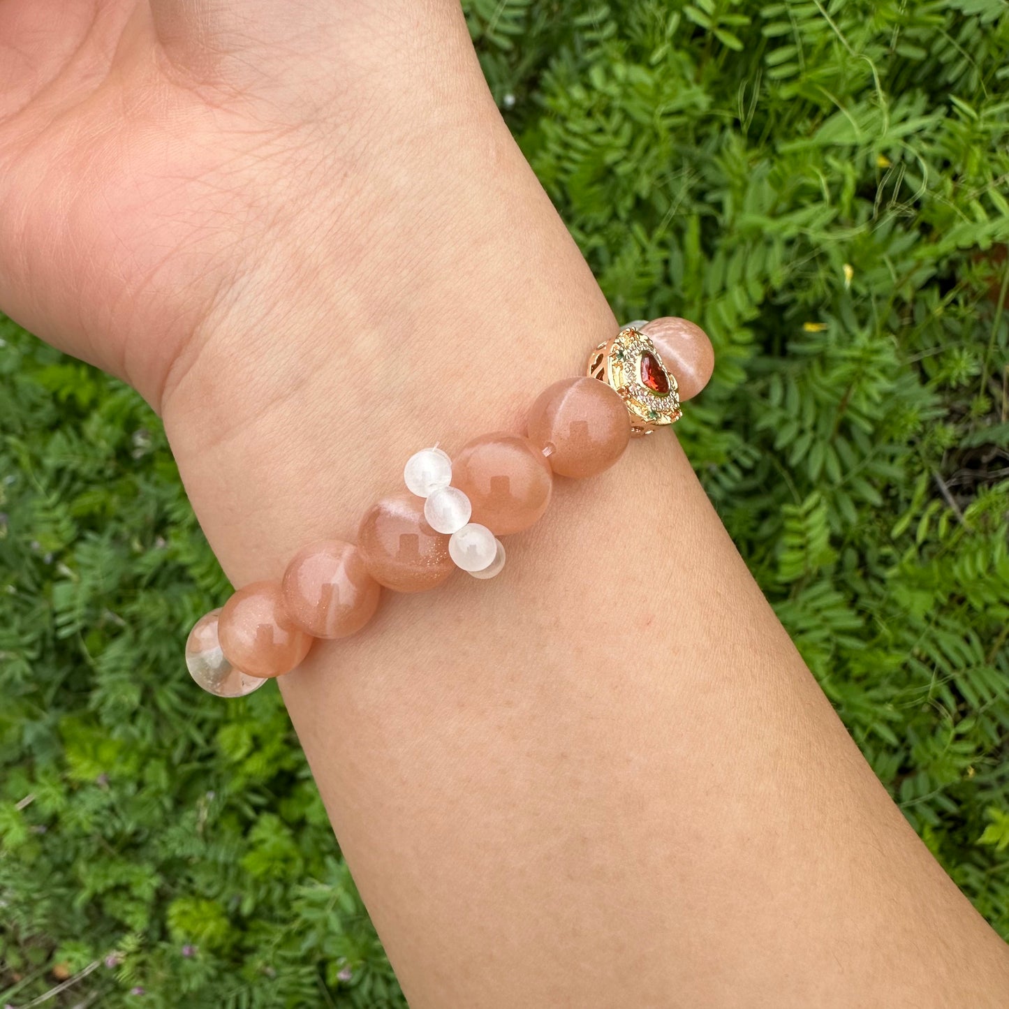 Delicate Orange Moonstone Bracelet
