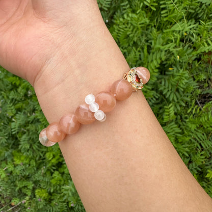 Delicate Orange Moonstone Bracelet
