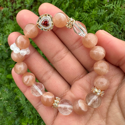 Delicate Orange Moonstone Bracelet