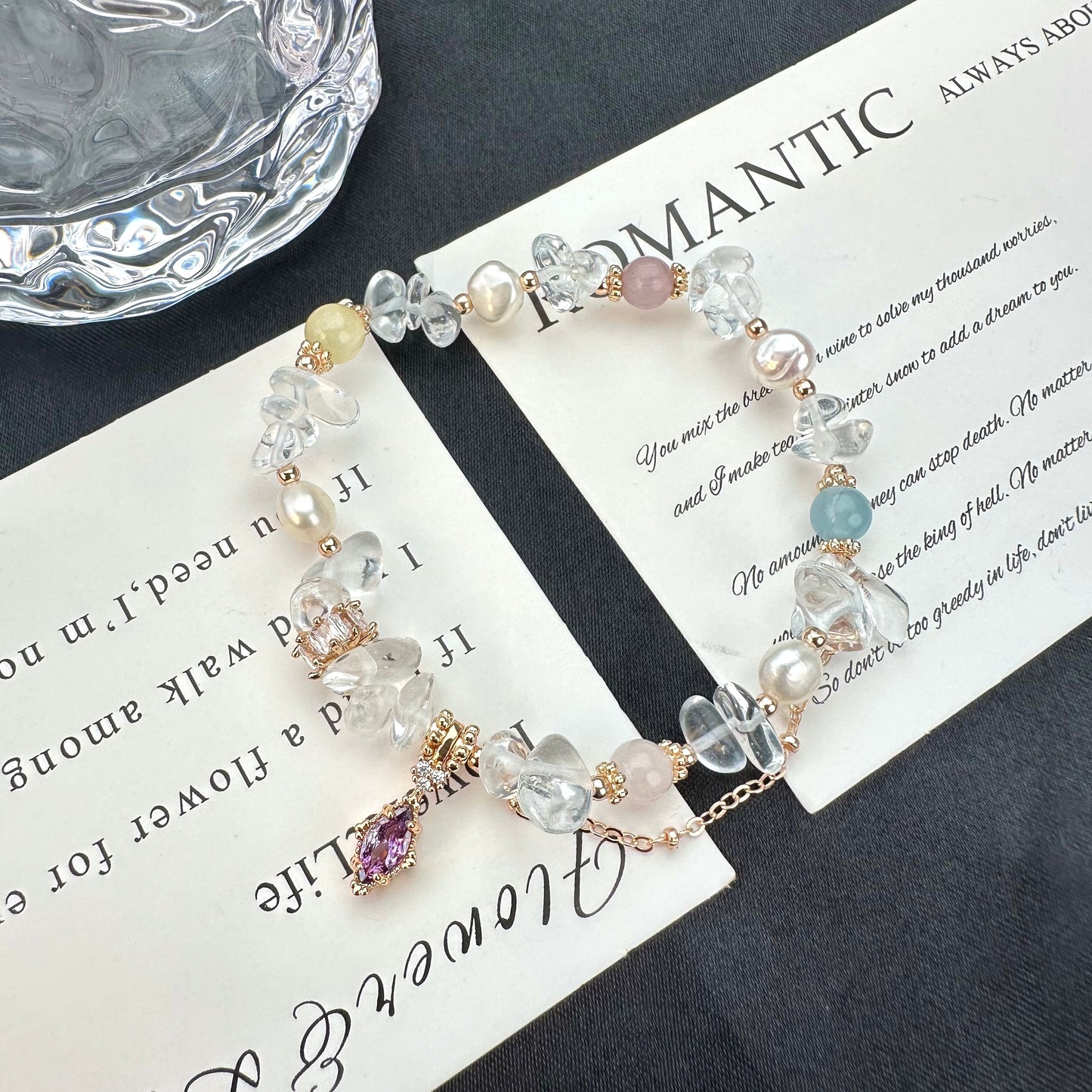 Pearl & White Crystal Candy Bracelet
