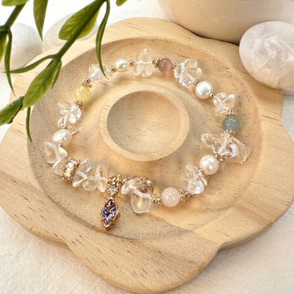 Pearl & White Crystal Candy Bracelet