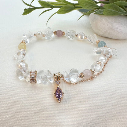 Pearl & White Crystal Candy Bracelet