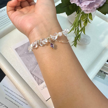 Pearl & White Crystal Candy Bracelet