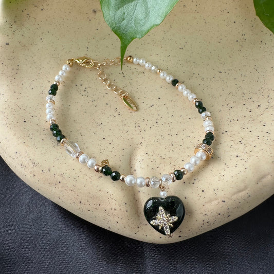 Heart Pendant Pearl Bracelet