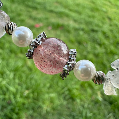 Natural Strawberry Quartz Chip Bracelet