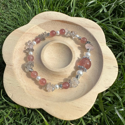 Natural Strawberry Quartz Chip Bracelet