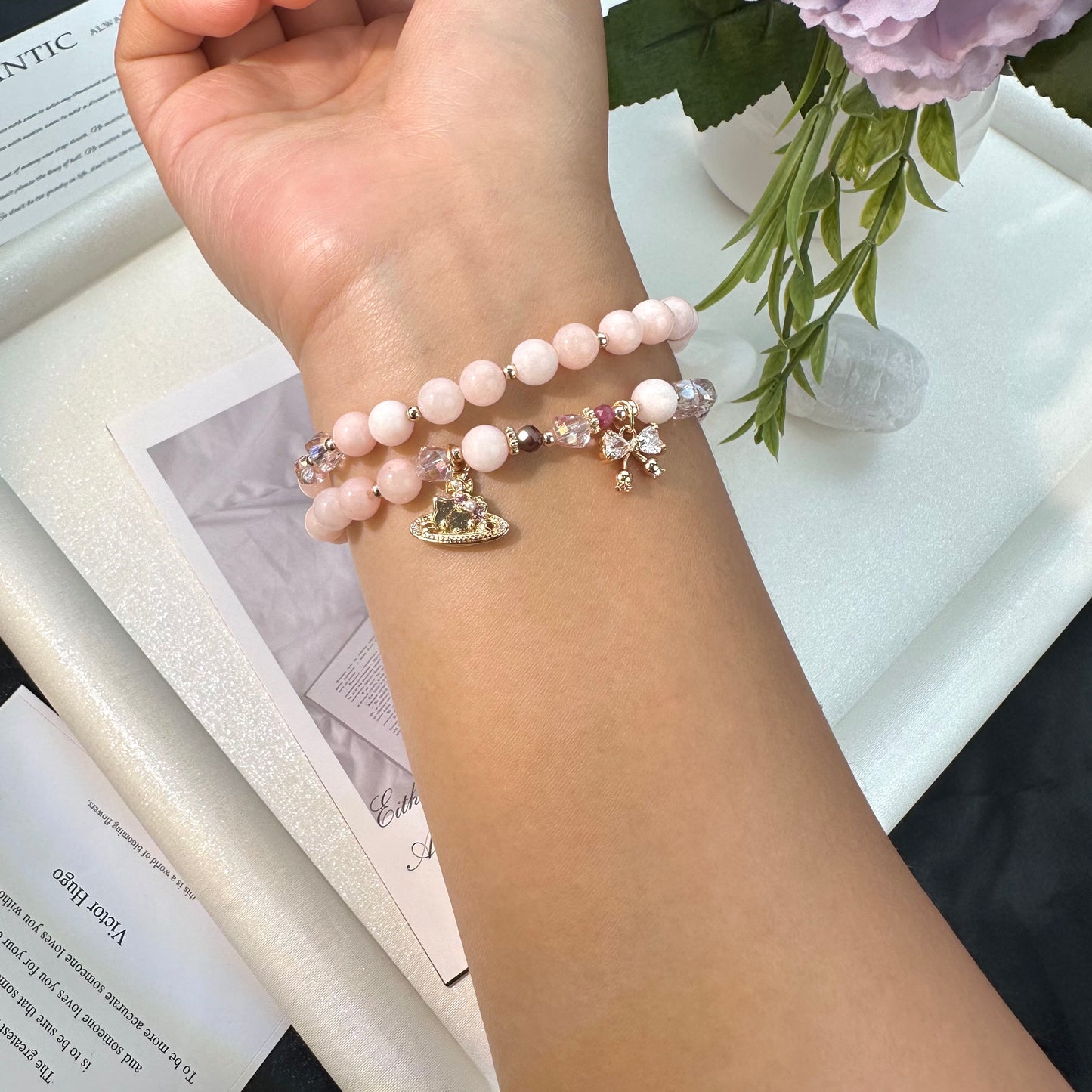 Sweet Pink Double Wrap Bracelet