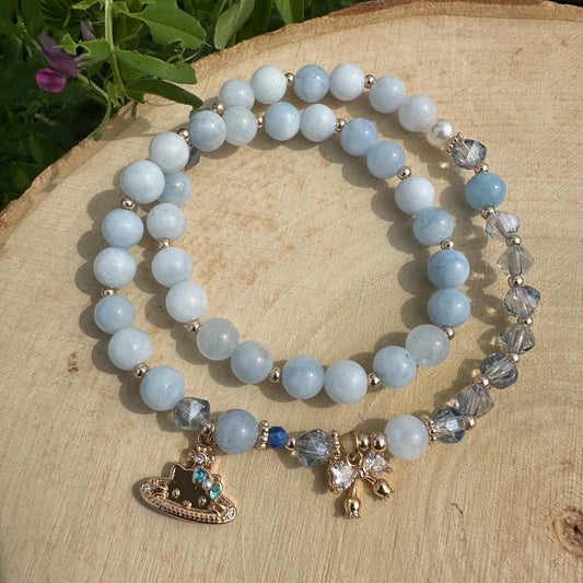 Delicate Blue KT Double Wrap Bracelet