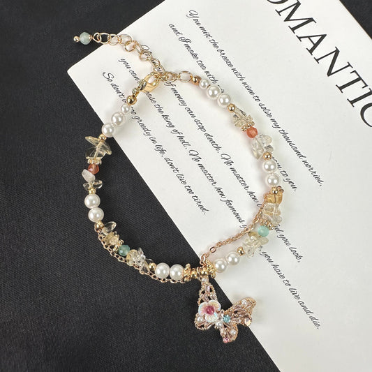 Butterfly Yellow Gemstone Chip Bracelet
